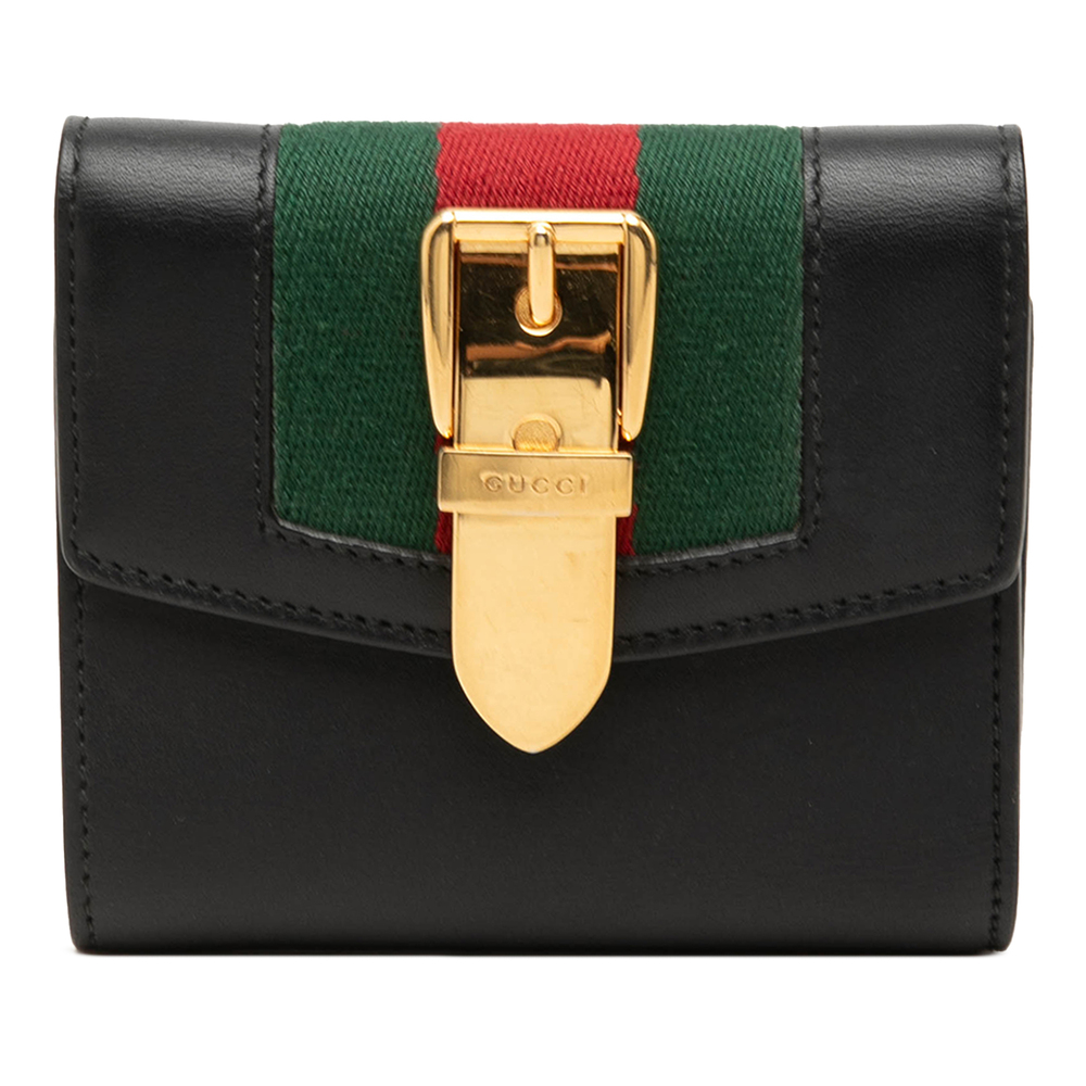 Pre-Loved Gucci Calfskin Web Sylvie Trifold Small Wallet